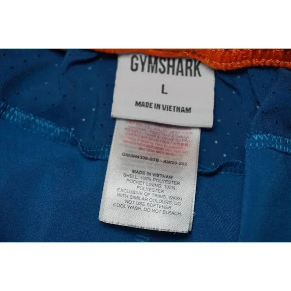 Gymshark Shorts Mens Large Blue/Orange Arrival 7" Inseam Workout Performance - Picture 6 of 13